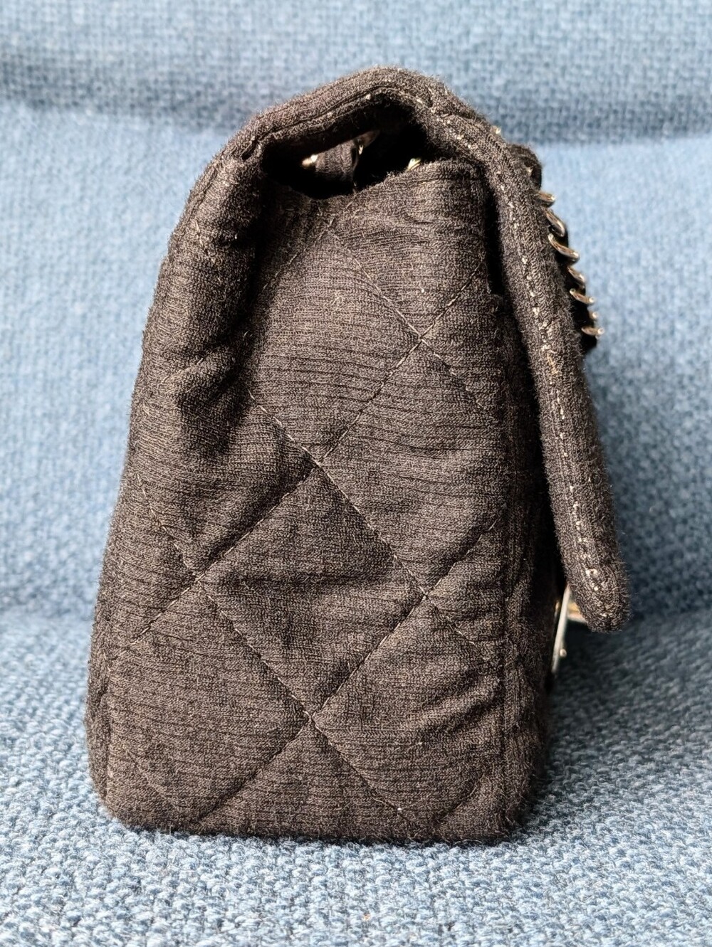 SOLD CHANEL Quilted Le Marais Single Flap in Black Fabric Silver Hardware - Picture 6 of 12